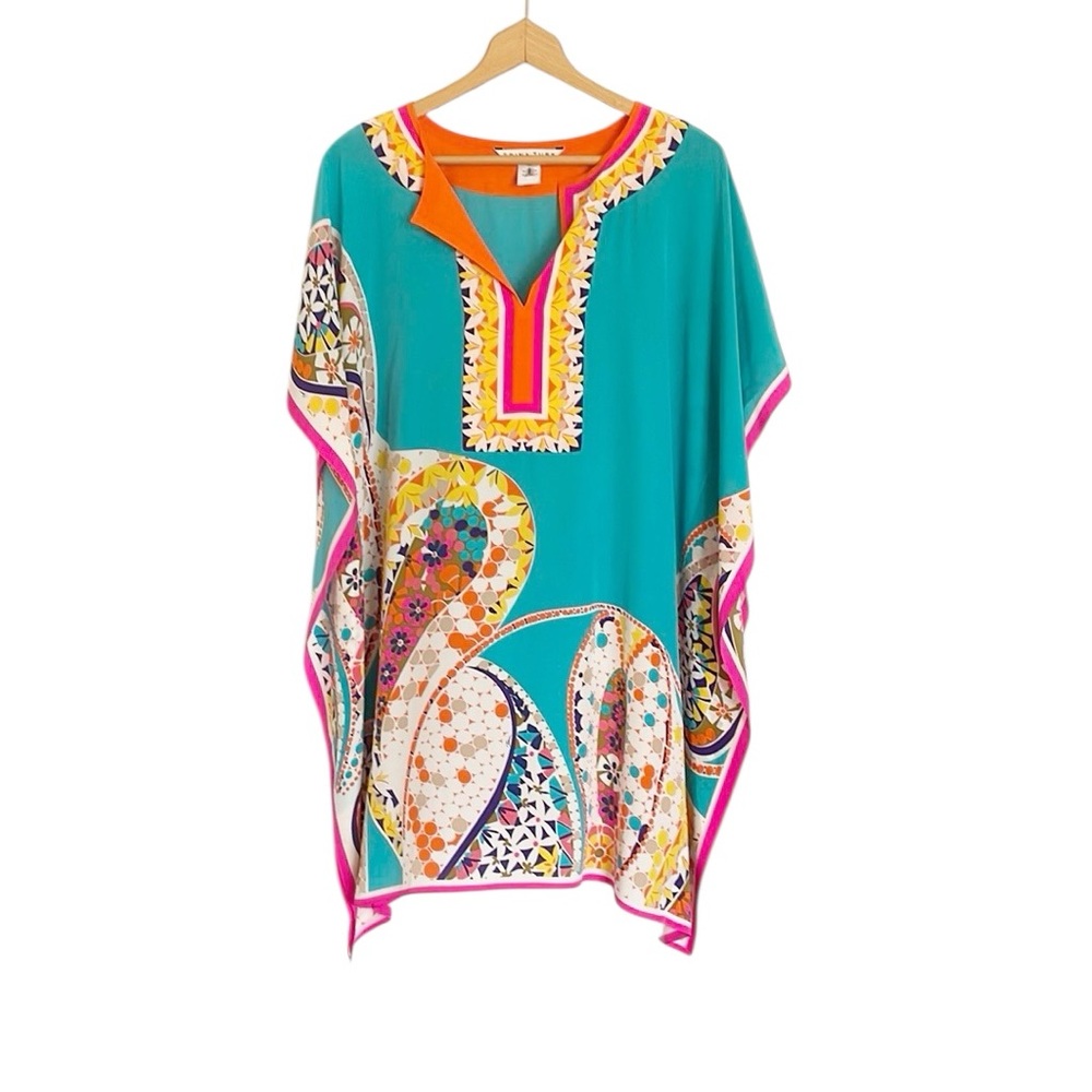 Trina Turk Teal and Pink Mini Dress